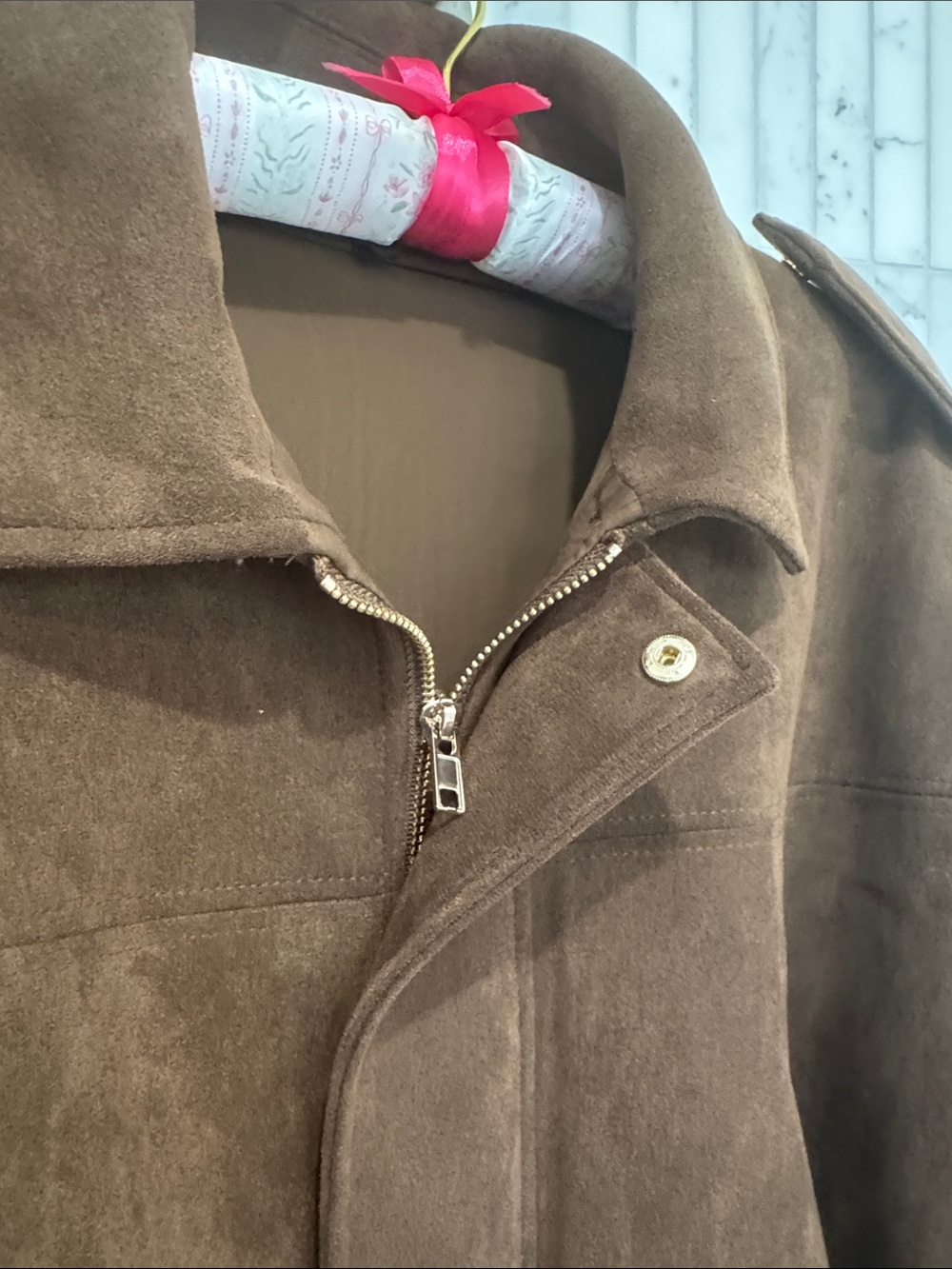 Zara Brown Suede Leather Bomber Jacket - Women's - Picture 2 of 6